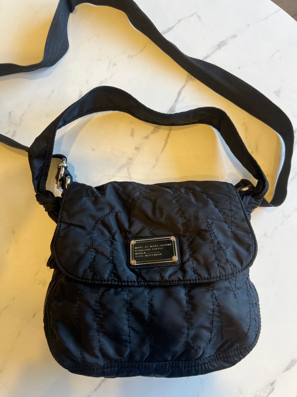 Marc by Marc Jacobs Black Quilted Nylon Flap Crossbody